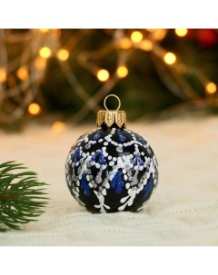 Ёлочный шар d 5 см Новогодний шарм ручная роспись чёрный Evis