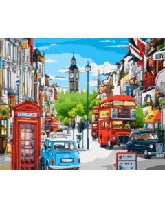 Картина по номерам GX8969 Лондонская улица в ярких красках Цветной