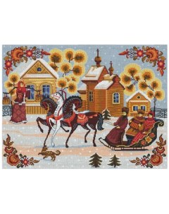 Набор для вышивания мулине Городецкая зима 30х40 см арт 0269 Нитекс
