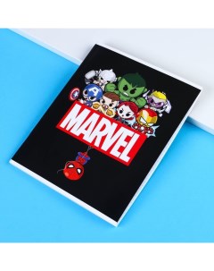 Тетрадь 48 листов в клетку картонная обложка чибики Мстители Marvel