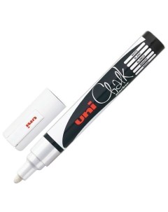 Маркер меловой UNI Chalk 1 8 2 5 мм БЕЛЫЙ влагостираемый для гладких поверхностей P Uni mitsubishi pencil