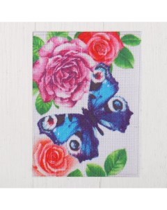 Канва для вышивки крестиком Бабочка в цветах 20х15 см Школа талантов