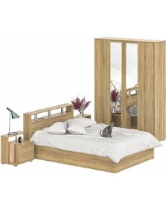 Комплект мебели Камелия спальня 1 кровать 140х200 две тумбы шкаф 160 дуб сонома 1024050 Свк