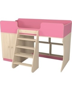 Кровать чердак со шкафом 9 Р441 розовый Капризун