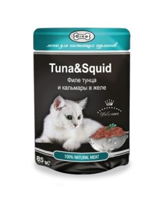 Консервы для кошек с тунцом и кальмаром 85 г Gina