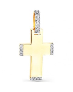 Крестик с 32 бриллиантами из жёлтого золота Мастер бриллиант