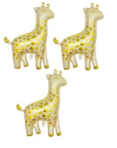 Набор шаров 3 шт мини фигура Жираф 34 х 42 см белое золото фольгированный Веселая затея