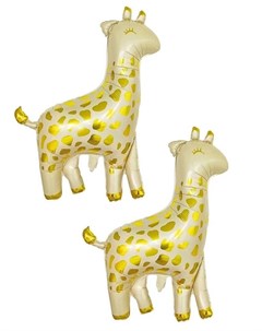Набор шаров 2 шт мини фигура Жираф 34 х 42 см белое золото фольгированный Веселая затея