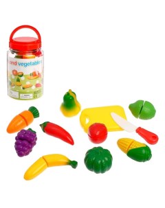 Набор продуктов игрушечный ZY938681 фруктов и овощей на липучке в банке Кнр