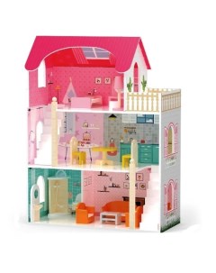 Кукольный дом 3 этажа 5 комнат с мебелью в коробке Viga