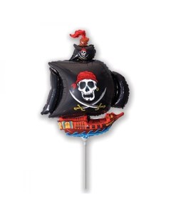 Шар фольгированный Пиратский корабль черный 38см ЕУТ_1206 0391 1 Flexmetal