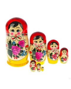Деревянная игрушка Матрёшка Семёновская красный платок 7 кукол 17 см Sima-land