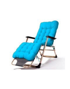 Кресло шезлонг раскладушка складное с матрасом для дачи и сада голубое Urm