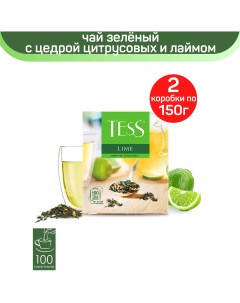 Чай зеленый Lime с цедрой цитрусовых и ароматом лайма 2 шт по 100 пакетиков Tess