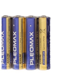 Батарейка алкалиновая AAA LR03 4S 1 5В спайка 4 шт Pleomax