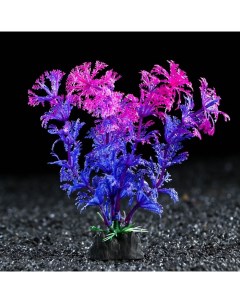 Искусственное растение для аквариума и террариума фиолетовое 3х13 см 5 шт Пижон аква