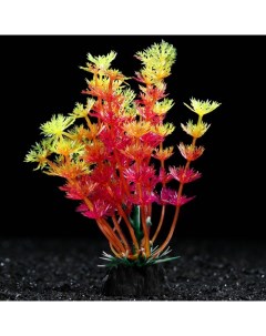 Искусственное растение для аквариума и террариума оранжевое 3х13 см 5 шт Пижон аква