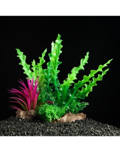 Искусственное растение для аквариума на платформе зелёное 18 см 2 шт Пижон аква