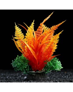 Искусственное растение для аквариума и террариума оранжевое 10 см 3 шт Пижон аква
