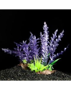 Искусственное растение для аквариума и террариума на фиолетовое 18 см 2 шт Пижон аква