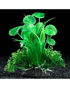 Искусственное растение для аквариума и террариума зелёное 10 см 3 шт Пижон аква