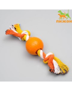 Игрушка для собак канатная с подвижным шаром микс цветов до 22 см до 105г Пижон