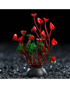 Искусственное растение для аквариума и террариума красное 5 см 10 шт Пижон аква
