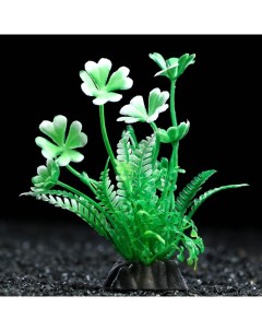 Искусственное растение для аквариума и террариума зелёное 3х9 см 5 шт Пижон аква