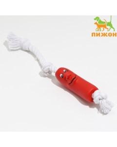 Игрушка для собак Брутальная сосиска на верёвке 14 см Пижон
