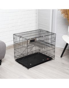 Клетка для собак и кошек двухъярусная чёрная 61х42х50 см Пижон