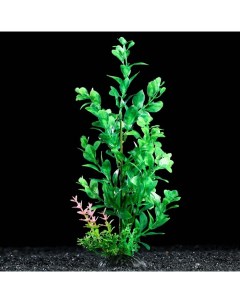 Искусственное растение для аквариума и террариума зелёное 6х24 см 4 шт Пижон аква