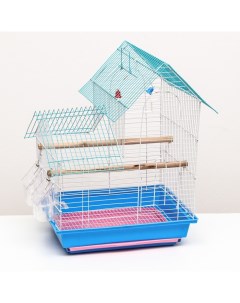 Клетка для птиц укомплектованная синяя 34х27х47 см Пижон