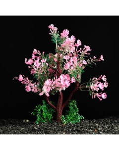 Искусственное растение для аквариума и террариума розово зеленое 15 см 2 шт Пижон аква