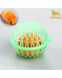 Мышь в пластиковом шаре 7 х 5 см зелёный шар оранжевая мышь Пижон