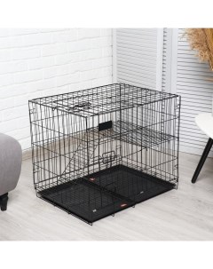 Клетка для собак и кошек двухъярусная чёрная 70х50х60 см Пижон