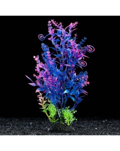 Искусственное растение для аквариума и террариума фиолетовое 6х24 см 4 шт Пижон аква