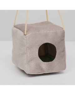 Домик для грызуна подвесной Куб мебельная ткань флис серый 12х12х12 см Пижон