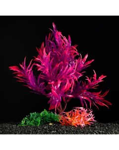 Искусственное растение для аквариума и террариума розово фиолетовое 18 см 2 шт Пижон аква