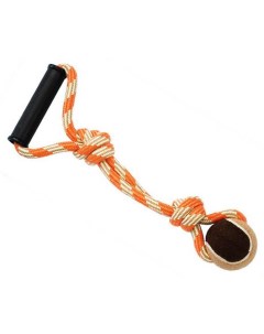 Игрушка для собак Грейфер веревка с мячом и с ручкой оранжевый 38 см N1
