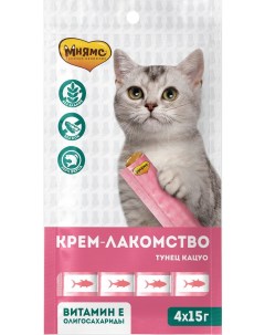 Лакомство для кошек с тунцом кацуо 48шт по 4 15г Мнямс
