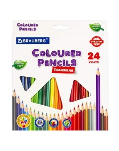 Набор цветных карандашей 24 цв арт 181653 3 набора Brauberg