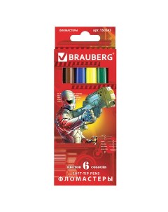 Фломастеры Star Patrol 6 цветов вентилируемый колпачок картонная упаковка Brauberg