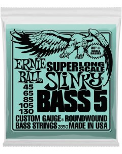 Струны 2850 Nickel Wound Super Long Scale Slinky 45 130 для 5 струнной бас гита Ernie ball