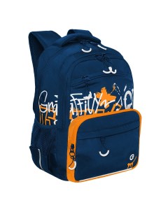 Рюкзак школьный RB 354 3 4 синий оранжевый Grizzly