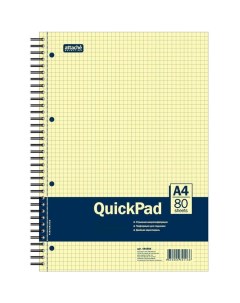 Бизнес тетрадь А4 QuickPad 80 листов клетка на спирали желтая 15шт Attache