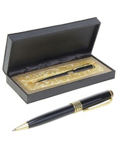 Шариковая ручка подарочная в кожзам футляре Респект чёрно золотистая Calligrata