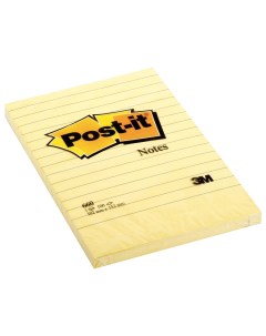 Стикеры Post It Original линованные желтые 102х152 мм 100 л 3m post-it