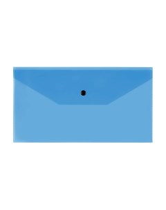 Папка конверт на кнопке С6 150мкм пластик прозрачная синяя 5шт Стамм