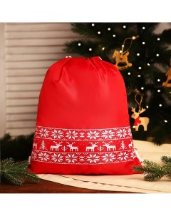 Мешок рюкзак новогодний на шнурке цвет красный Nobrand