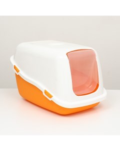 Pet it домик туалет для кошек comfort совок в наборе 57x39x41 оранжевый белый Nobrand
